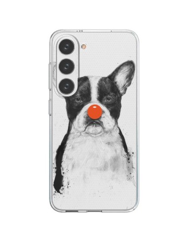 Coque Samsung Galaxy S23 5G Clown Bulldog Dog Chien Transparente - Balazs Solti