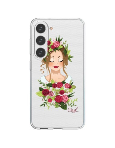 Coque Samsung Galaxy S23 5G Femme Closed Eyes Fleurs Transparente - Chapo