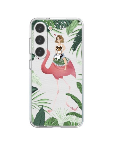 Samsung Galaxy S23 5G Case Lolo Love Pink Flamingo Dog Clear - Chapo