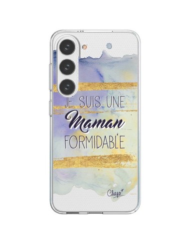 Coque Samsung Galaxy S23 5G Je suis une Maman Formidable Violet Transparente - Chapo