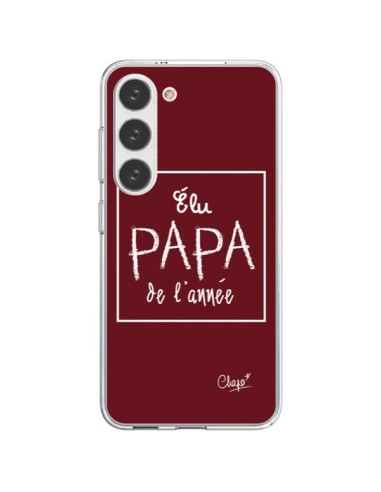 Coque Samsung Galaxy S23 5G Elu Papa de l'Année Rouge Bordeaux - Chapo