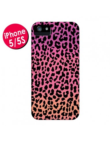 Coque Leopard Hot Rose Corail pour iPhone 5 et 5S - Mary Nesrala