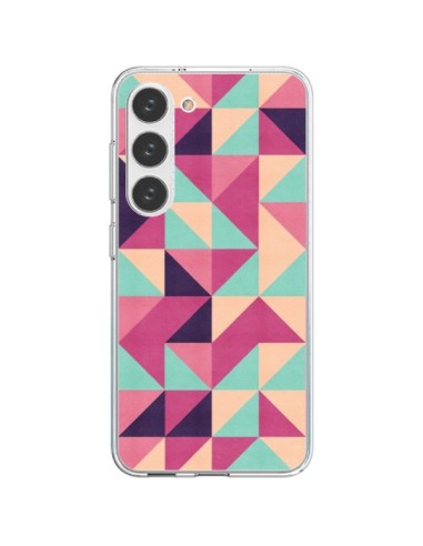 Samsung Galaxy S23 5G Case Aztec Triangle Pink Green - Eleaxart