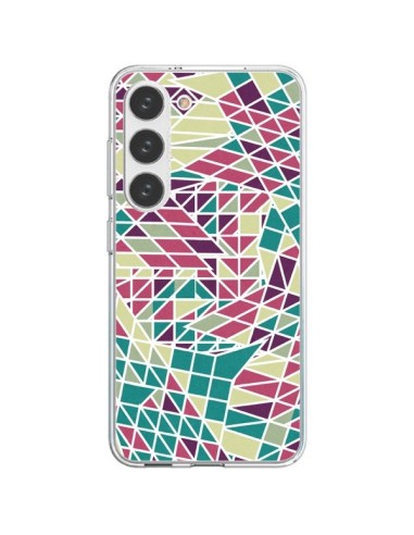 Cover Samsung Galaxy S23 5G Azteco Triangoli Verde Viola - Eleaxart