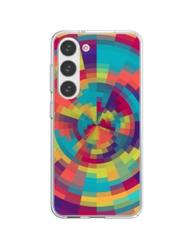 Coque Samsung Galaxy S23 5G Spirale de Couleurs Rouge Vert - Eleaxart