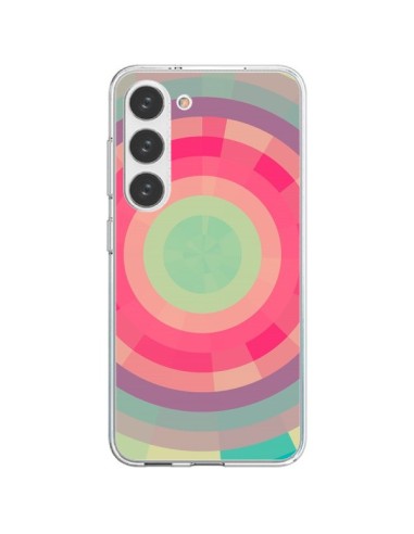 Coque Samsung Galaxy S23 5G Spirale de Couleurs Rose Vert - Eleaxart