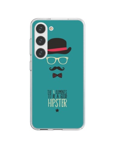 Coque Samsung Galaxy S23 5G Chapeau, Lunettes, Moustache, Noeud Papillon To Be a Good Hipster - Eleaxart