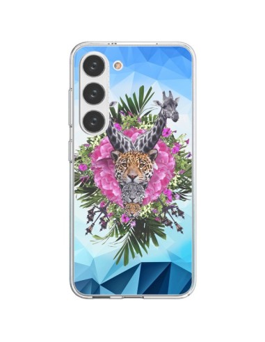 Coque Samsung Galaxy S23 5G Girafes Lion Tigre Jungle - Eleaxart