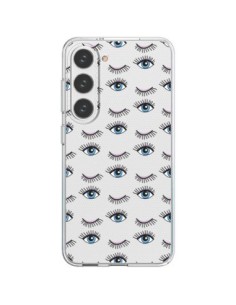 Samsung Galaxy S23 5G Case Eyes Blue Mosaic Clear - Léa...
