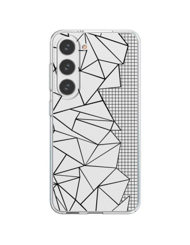 Coque Samsung Galaxy S23 5G Lignes Grilles Side Grid Abstract Noir Transparente - Project M