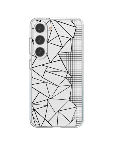 Cover Samsung Galaxy S23 5G Linee Griglia Side Grid Astratto Nero Trasparente - Project M