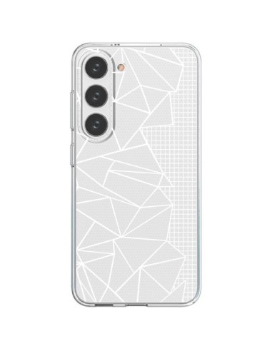 Coque Samsung Galaxy S23 5G Lignes Grilles Side Grid Abstract Blanc Transparente - Project M