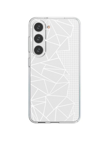 Cover Samsung Galaxy S23 5G Linee Griglia Side Grid Astratto Bianco Trasparente - Project M