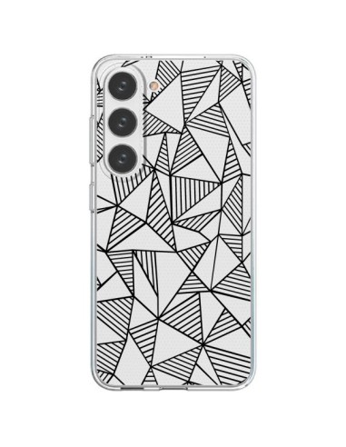 Coque Samsung Galaxy S23 5G Lignes Grilles Triangles Grid Abstract Noir Transparente - Project M