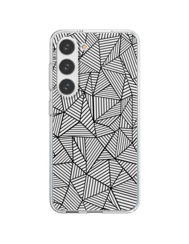 Cover Samsung Galaxy S23 5G Linee Griglia Triangles Full Grid Astratto Nero Trasparente - Project M