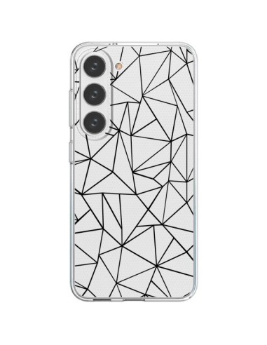 Coque Samsung Galaxy S23 5G Lignes Triangles Grid Abstract Noir Transparente - Project M