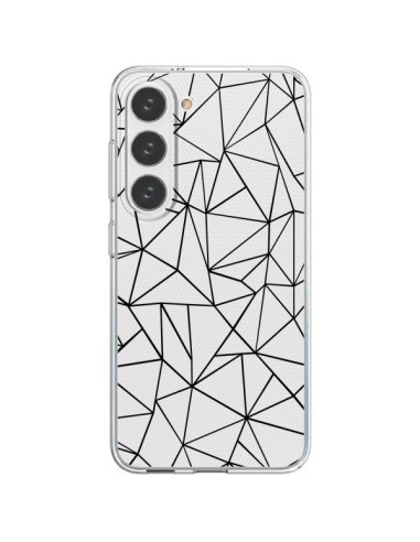 Cover Samsung Galaxy S23 5G Linee Triangoli Grid Astratto Nero Trasparente - Project M