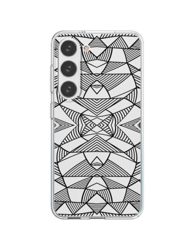 Coque Samsung Galaxy S23 5G Lignes Miroir Grilles Triangles Grid Abstract Noir Transparente - Project M