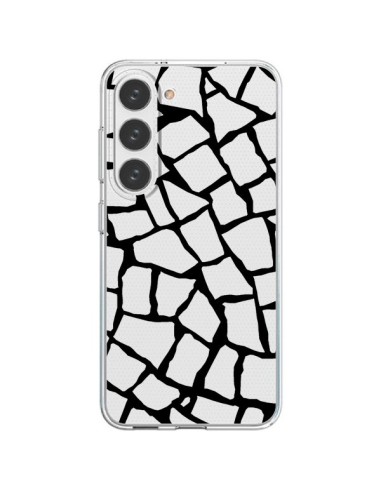 Coque Samsung Galaxy S23 5G Girafe Mosaïque Noir Transparente - Project M