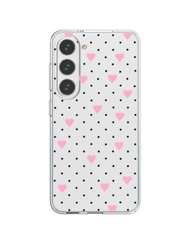 Coque Samsung Galaxy S23 5G Point Coeur Rose Pin Point Heart Transparente - Project M