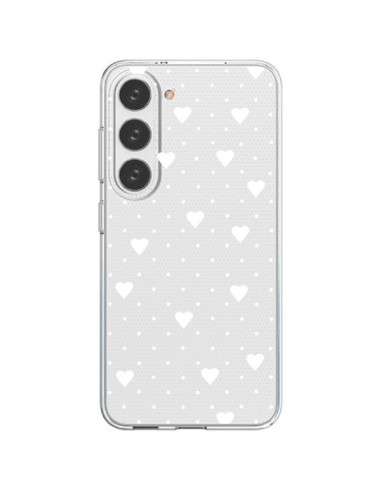 Coque Samsung Galaxy S23 5G Point Coeur Blanc Pin Point Heart Transparente - Project M