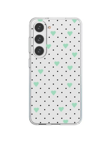 Coque Samsung Galaxy S23 5G Point Coeur Mint Bleu Vert Pin Point Heart Transparente - Project M