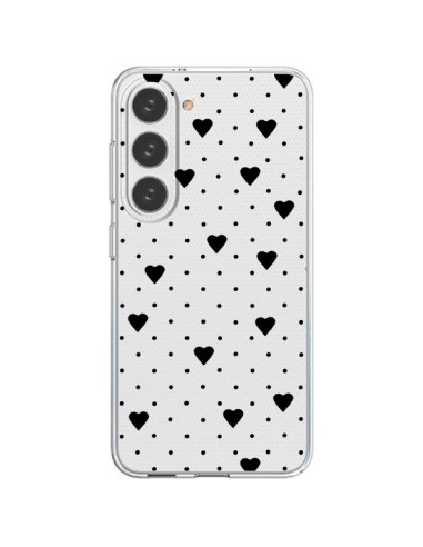 Cover Samsung Galaxy S23 5G Punti Cuori Nero Trasparente - Project M