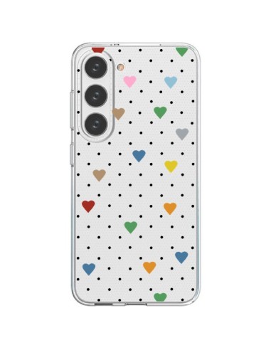 Cover Samsung Galaxy S23 5G Punti Cuori Colorato Trasparente - Project M