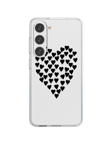 Cover Samsung Galaxy S23 5G Cuori Amore Nero Trasparente - Project M