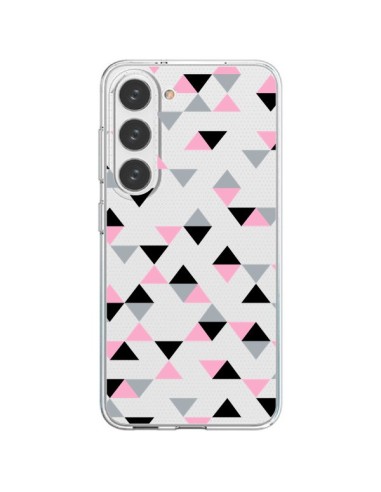 Cover Samsung Galaxy S23 5G Triangoli Rosa Nero Trasparente - Project M