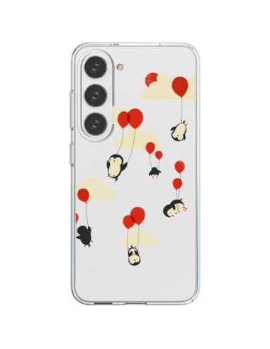 Coque Samsung Galaxy S23 5G Pingouin Ciel Ballons Transparente - Jay Fleck