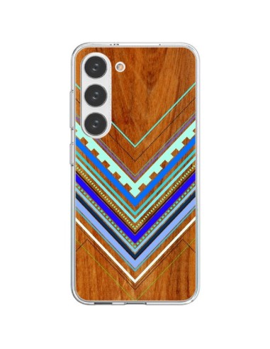 Coque Samsung Galaxy S23 5G Azteque Arbutus Blue Bois Aztec Tribal - Jenny Mhairi