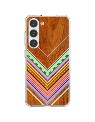 Coque Samsung Galaxy S23 5G Azteque Arbutus Pastel Bois Aztec Tribal - Jenny Mhairi