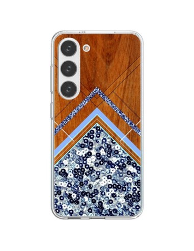 Coque Samsung Galaxy S23 5G Sequin Geometry Bois Azteque Aztec Tribal - Jenny Mhairi