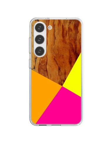 Samsung Galaxy S23 5G Case Wooden Colour Block Wood Aztec Tribal - Jenny Mhairi