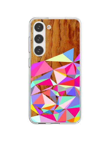 Samsung Galaxy S23 5G Case Wooden Multi Geo Wood Aztec Tribal - Jenny Mhairi