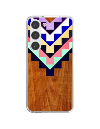 Coque Samsung Galaxy S23 5G Wooden Tribal Bois Azteque Aztec Tribal - Jenny Mhairi