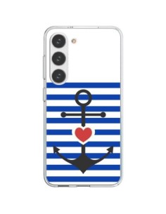 Coque Samsung Galaxy S23 5G Mariniere Encre Marin Coeur -...