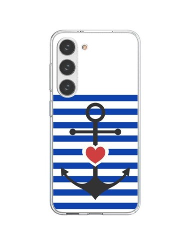 Coque Samsung Galaxy S23 5G Mariniere Encre Marin Coeur - Jonathan Perez