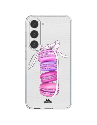 Coque Samsung Galaxy S23 5G Macarons Pink Purple Rose Violet Transparente - kateillustrate