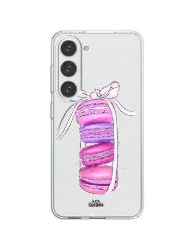 Cover Samsung Galaxy S23 5G Macarons Rosa Viola Trasparente - kateillustrate