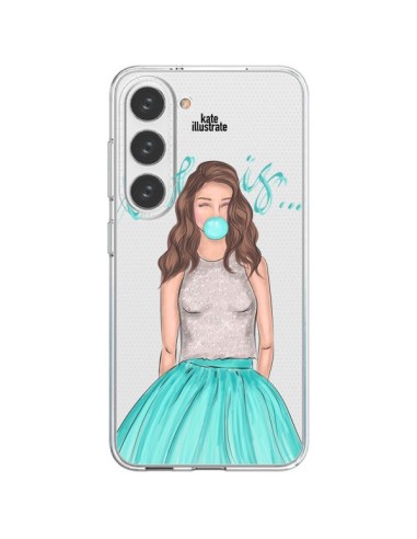 Samsung Galaxy S23 5G Case Bubble Girls Tiffany Blue Clear - kateillustrate