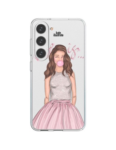 Cover Samsung Galaxy S23 5G Bubble Girl Tiffany Rosa Trasparente - kateillustrate