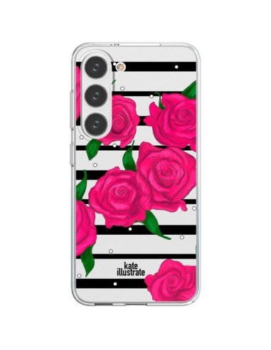 Samsung Galaxy S23 5G Case Pink Flowers Clear - kateillustrate