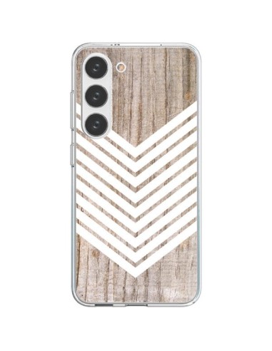 Coque Samsung Galaxy S23 5G Tribal Aztèque Bois Wood Flèche Blanc - Laetitia