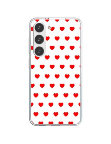 Coque Samsung Galaxy S23 5G Coeurs Rouges Fond Blanc - Laetitia