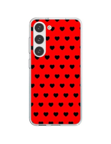 Samsung Galaxy S23 5G Case Heart Blacks sfondo Red - Laetitia