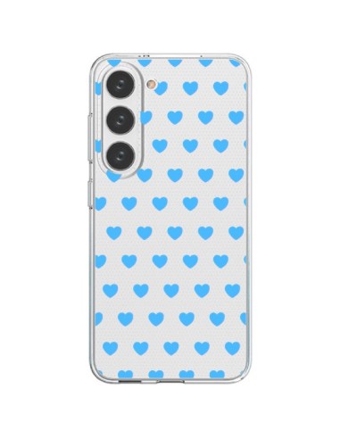 Coque Samsung Galaxy S23 5G Coeur Heart Love Amour Bleu Transparente - Laetitia