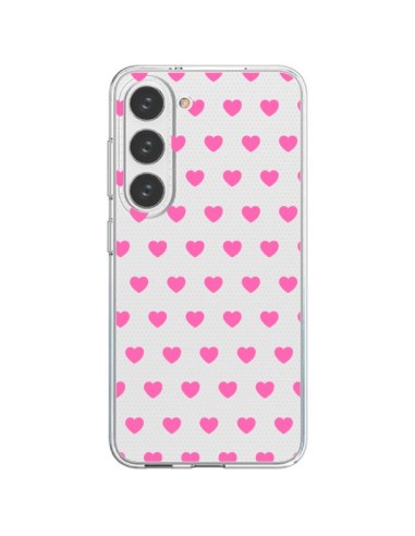 Coque Samsung Galaxy S23 5G Coeur Heart Love Amour Rose Transparente - Laetitia