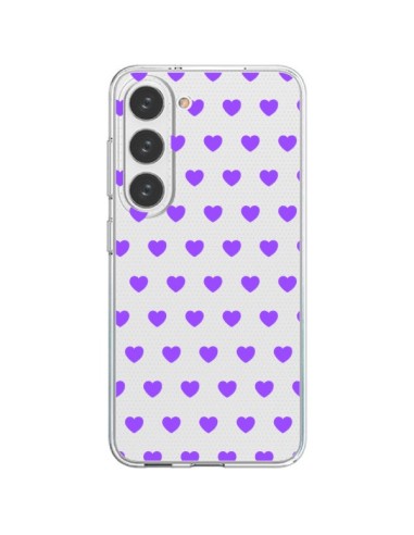Coque Samsung Galaxy S23 5G Coeur Heart Love Amour Violet Transparente - Laetitia